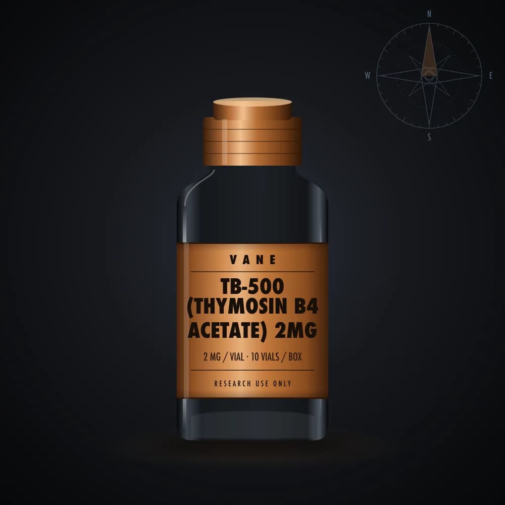 TB-500 (Thymosin B4 Acetate) 2mg vial render, 10 × 2 mg per box