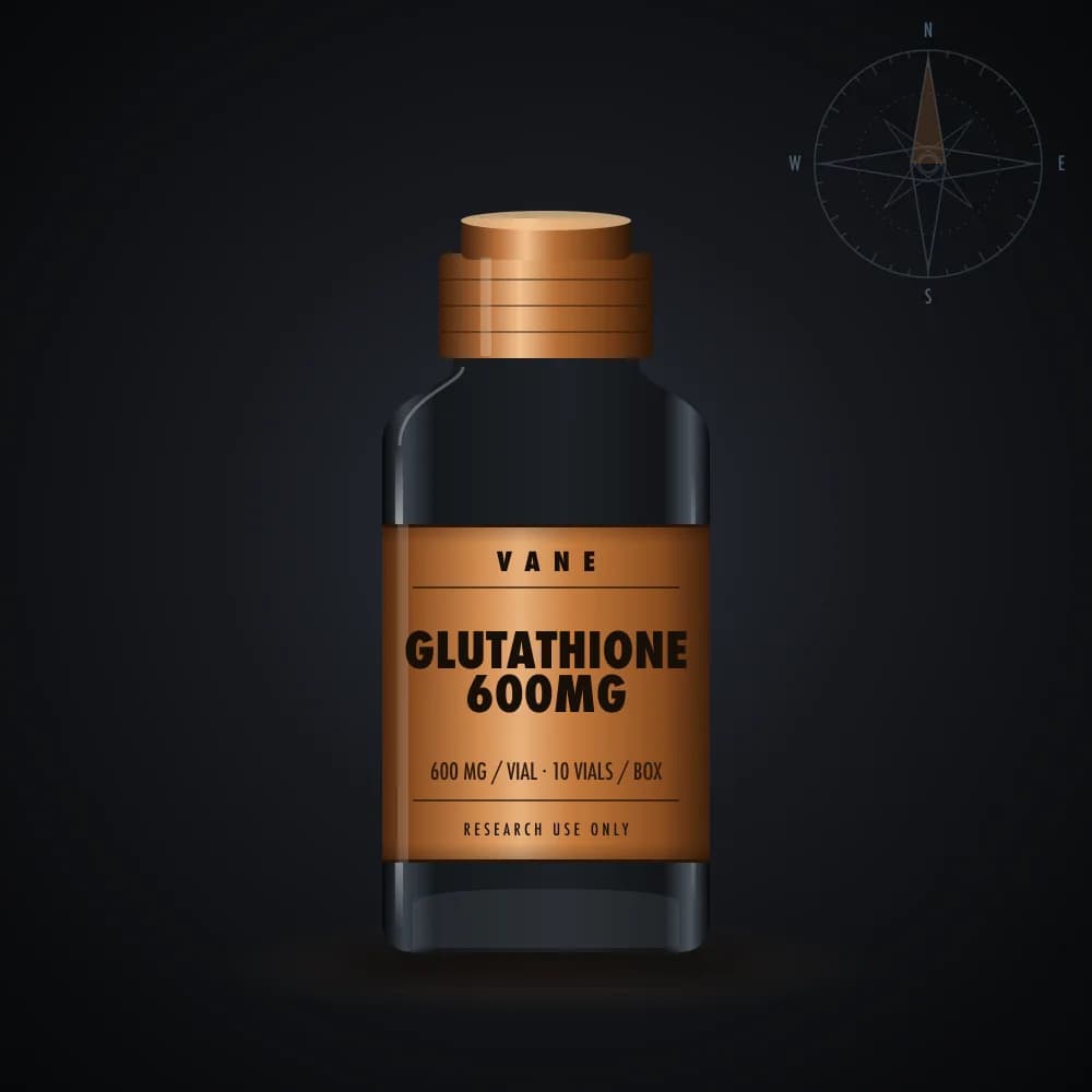 Glutathione 600mg vial render, 10 × 600 mg per box